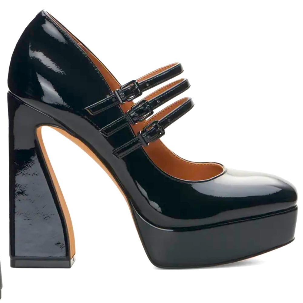 Jessica Simpson Black Patent Platform Mary Jane Pumps - Picture 3 of 10